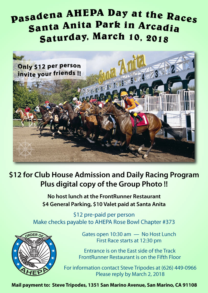 [Pasadena AHEPA Day at the Races at Santa Anita Park in Arcadia, California]